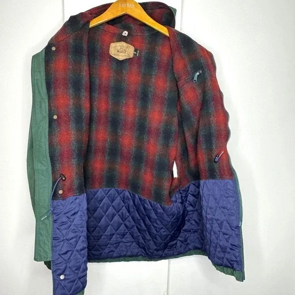 Vintage Woolrich Wool Blanket Lined Chore Coat Mens XXL Green - Picture 3 of 12